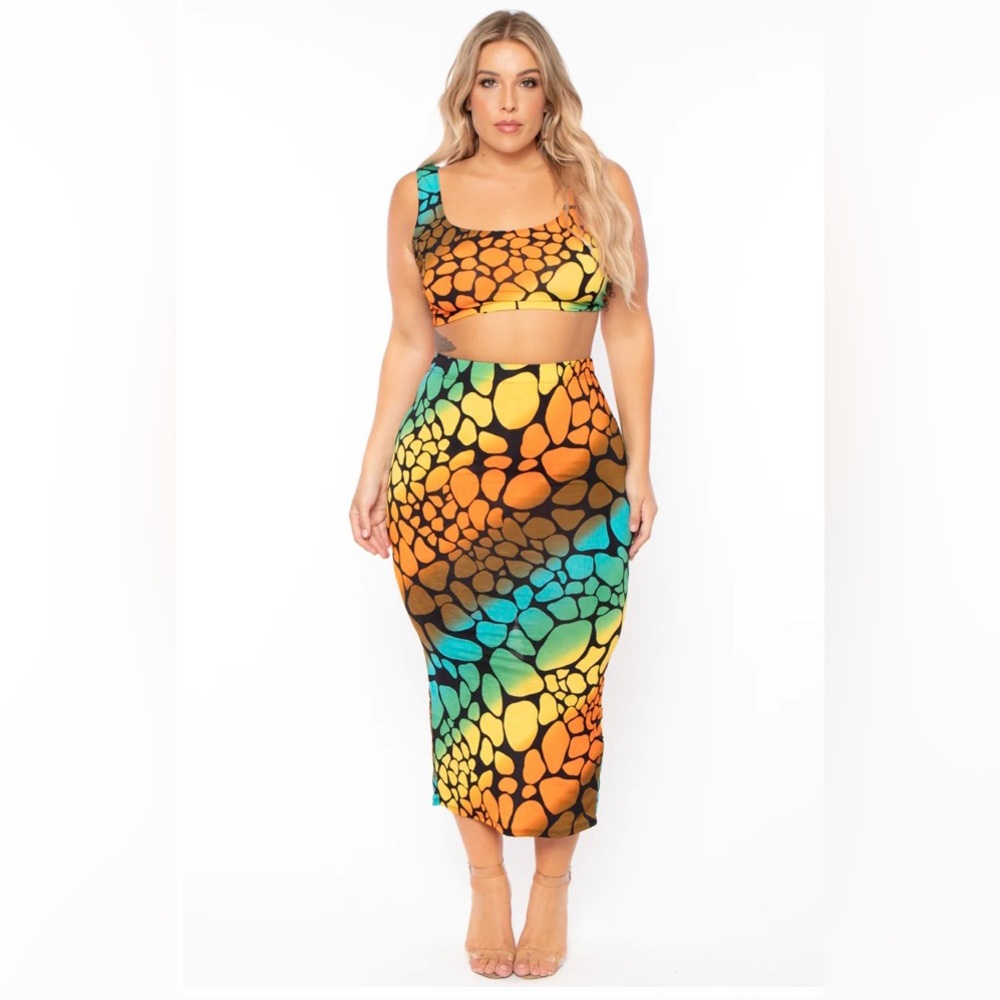 Curvy Sense Sophie Rainbow Top & Skirt Set